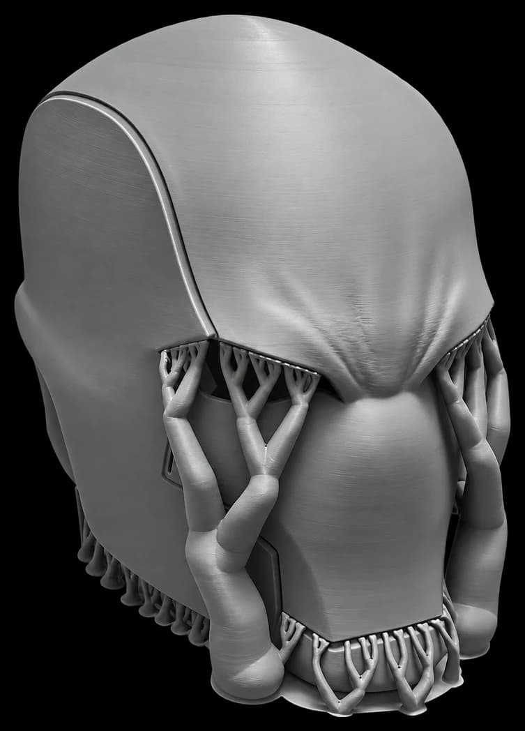 Large grey printed Turian alien helmet from Mass Effect